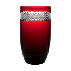 John Rocha At Waterford Red Cut Vase 11.8 In