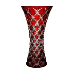 Stars Ruby Red Vase 9.8 In