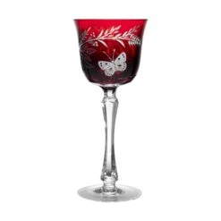 Butterfly Ruby Red Large Wine Glass