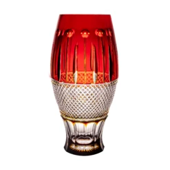 Fabergé Xenia Double Cased Golden Ruby Red Vase 11.8 In