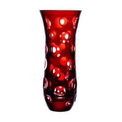 Fabergé Bubbles Ruby Red Vase 6.2 In