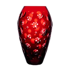 Fabergé Bubbles Ruby Red Vase 9 In