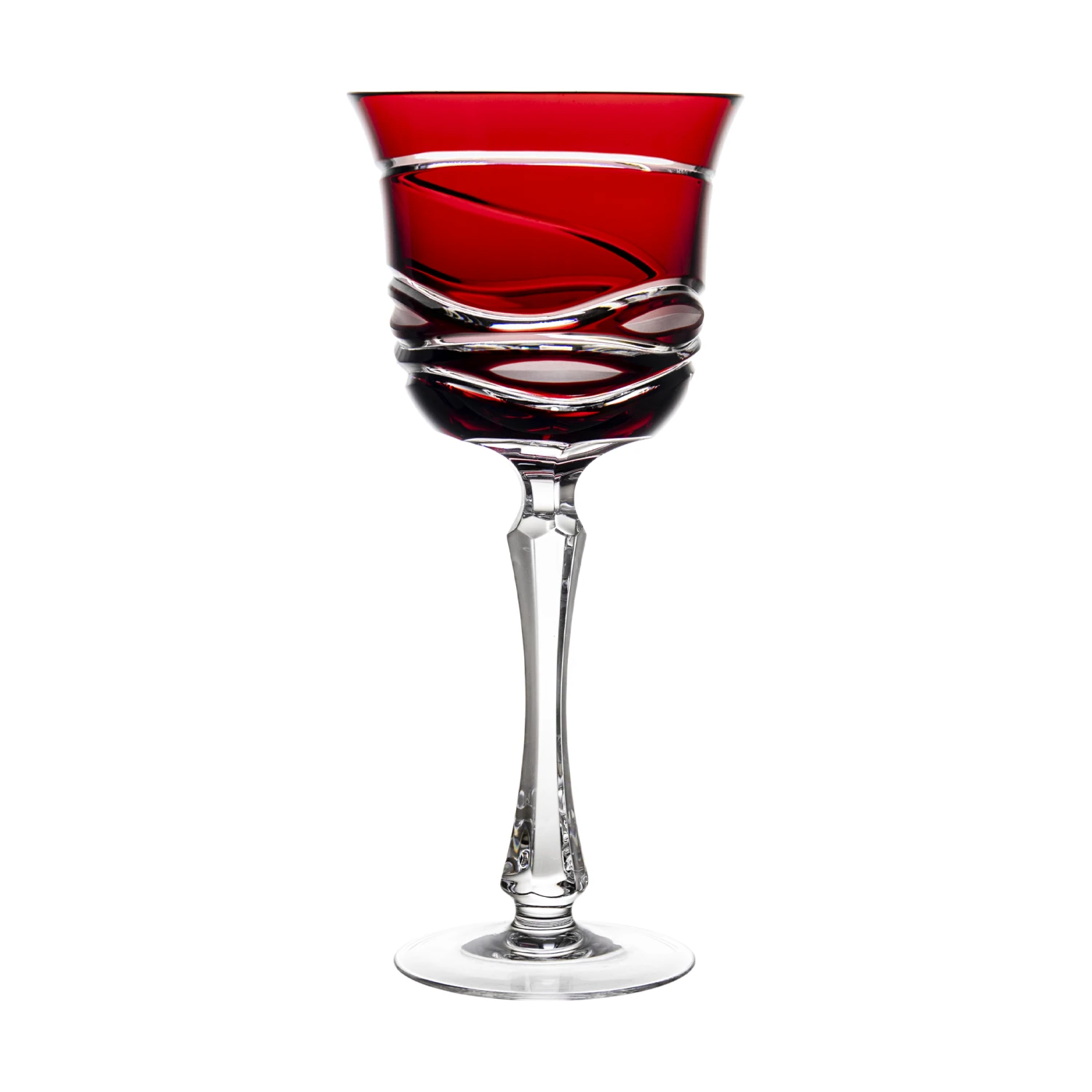 Birks Crystal Silver Ribbon Ruby Red Water Goblet 1 Birks Crystal Silver Ribbon Ruby Red Water Goblet